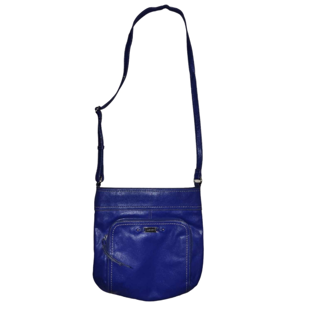 NINE WEST - Blue Faux Leather Square Crossbody Messenger Bag w/ Adjustable Strap